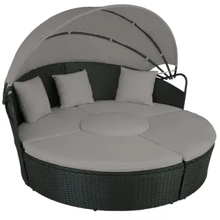 Tectake Sonneninsel Rattan schwarz/grau