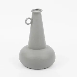 SCHÖNER LEBEN. Vase aus Porzellan mit Henkel grau 14x22cm