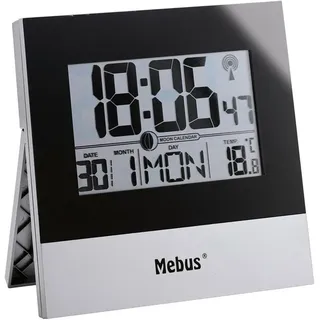 MEBUS Funk-Wanduhr 18,0 cm 41787 silber/schwarz
