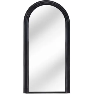 Wandspiegel ART DECO - 160cm - schwarz - Kunststoff Rundbogen | Montiert geliefert, pflegeleichte Oberfläche, flexible Wandmontage, Sonnen-Design, Wand-Accessoire