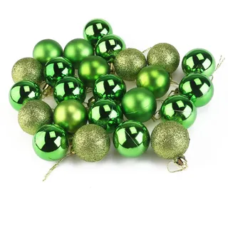 BESTOYARD 24pcs Weihnachtskugeln glänzend Baumkugeln Christbaumschmuck Kugeln Weihnachtsdeko 4cm (Grün)