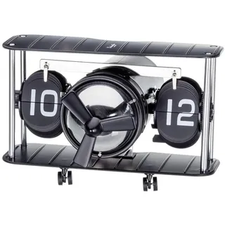 Deko Flip Uhr - Flieger Design - Schwarz/Silber - Tischuhr