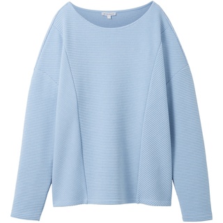 TOM TAILOR Damen Sweatshirt mit Struktur, blau, Uni, Gr. XL