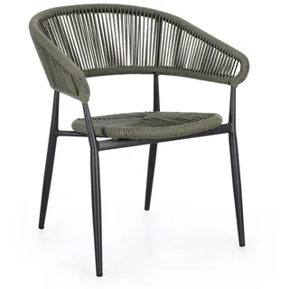 Gartenstuhl Algaida aus Aluminium und Twist Rattan, modern skandinavisch, anthrazit grün, stapelbar