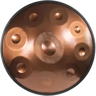 432hz Handpan Steel Drum 9-stimmig 22" "Golden Performer" in d-Moll mit Pan-Ständer, Pan-Case
