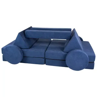 Velinda Spielsofa Modulsofa Spielmöbel modulares Kindersofa Familienmöbel Bausteine-Set (Farbe: dunkelblau)
