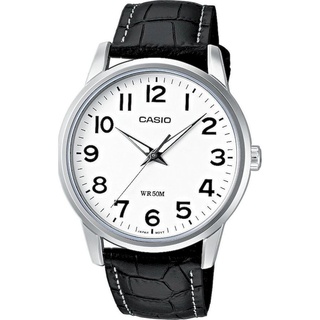 Casio Uhr Herrenuhr MTP-1303PL-7BVEF weiß Leder Armbanduhr