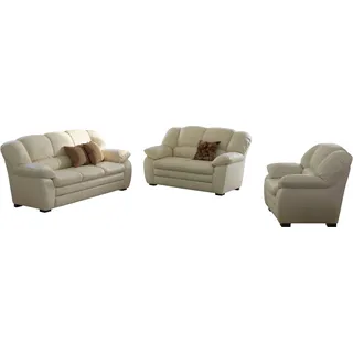 Cotta Polstergarnitur COTTA "Casino, Sofa Set, 3-2-1 Sitzer, Wohnzimmer Garnitur", creme, H:88cm T:92cm, Sitzmöbel-Sets, Sessel, 2-Sitzer, 2,5-Sitzer, hohe Rückenlehne