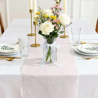 Siumir Tischläufer, 30 cm x 25 m Tischband - Maritime Tischdeko für Strandparty, Taufe & Hochzeit​​ (Babyrosa)