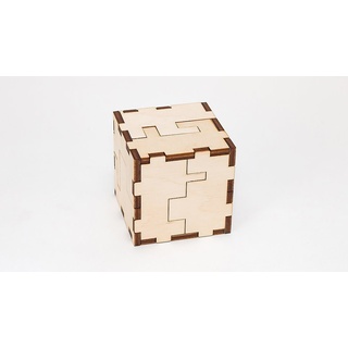 EWA Eco-Wood-Art - 3D-Holzpuzzle für Jugendliche und Erwachsene - EWA: WÜRFEL 3D - DIY-Bausatz, Selbstmontage, kein Kleber erforderlich - 24 Stück