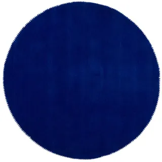 carpetfine handgefertigter Wollteppich Gabbeh Lola Rund Blau Ø 100 cm Weich, Hochwertig, Zeitlos | Runder Teppich für Gemütlichkeit & Eleganz im Wohnzimmer, Schlafzimmer und Diele