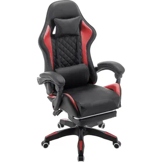 SVITA X-Stream Gamingstuhl mit Fußstütze Chefsessel ergonomisch Rot - Schwarz/Rot