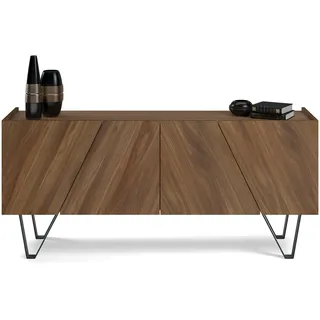 MOBILI FIVER, Emma 4-türiges Sideboard, Nussbaum Canaletto, mit schwarzen Beinen, Made In Italy