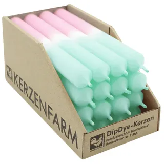 Kerzenfarm Hahn DIP DYE Stabkerzen 180 x 22 mm 16 St. mint-pastellaltrosa