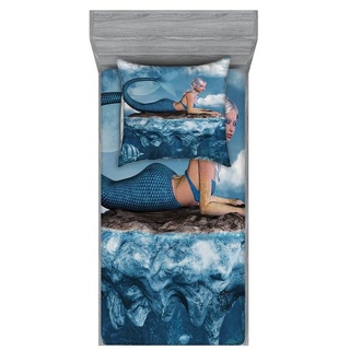 Bettwäsche »bedrucktes 2-teiliges Bettwäscheset«, Abakuhaus, Microfaser, Meerjungfrau Mythische Sea Grafik blau|weiß 90 cm x 200 cm