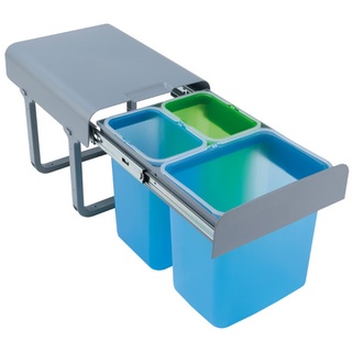 Pyramis Color 3-Fach Einbau-Abfallsammler Zur Bodenmontage Kunststoff 355 x 470 mm Blau / Grau / Grün - 038001701