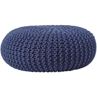 Homescapes Strick-Pouf, Dunkelblau, Textil, Uni, Rund, 70x23x70 cm, Wohnzimmer, Hocker, Poufs