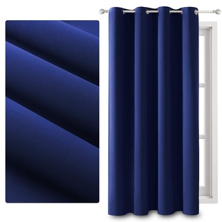 JOYIT Vorhang Blickdicht, 214 x 132cm Gardinen mit Ösen, Verdunklungsvorhänge, Kälteschutz Vorhänge für Wohnzimmer Schlafzimmer (Königsblau, 1 Stück)