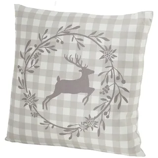 BOLTZE 1 x Kissen Hirsch Leopold kariert 45 x 45 cm, Wunschmodell:rechts