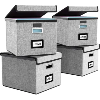 FINEW Stoff Faltbare Aufbewahrungsbox mit Deckel,Hängemappen Hängeregister