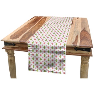 Abakuhaus Tischläufer Esszimmer Küche Rechteckiger Dekorativer Tischläufer, Frühling Zusammenfassung Blätter mit Blumen grün|rosa 40 cm x 300 cm