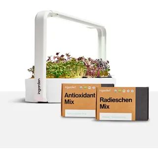 Ingarden Smart Garden Starter-Set - Indoor Garden mit LED für Microgreens - inkl. 12 Bio-Saatpads - Schale aus Ozeanplastik weiß - skandinavisches Design - erntereif in nur 7 Tagen, ohne Erde.