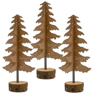 Spetebo Papierdekoration Papier Tannenbaum Aufsteller mit Holzfuß, Tisch Deko Weihnachtsbaum zum Aufstellen braun