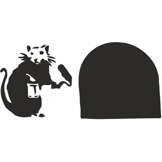 tradercat Wandaufkleber Wandtattoo Banksy Ratte Mauseloch - 20cmx10cm - für Wohnzimmer, Esszimmer, Küche, Schlafzimmer, Kinderzimmer, etc. – mit Anleitung