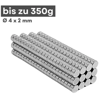 MaajeeKuto Magnet Neodym Magnet 4x2 mm N42 Scheibenmagnet 350g Mini Stark (10-St)