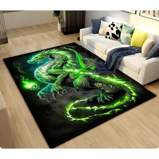 PASPRT Teppich Cartoon Drache Bereich Teppich,Wohnzimmer Teppiche Schlafzimmer Türmatte,Küche Badezimmer rutschfeste Fußmatte 120X160Cm