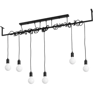 Modern Straight Bar Pendant 6 Light Black E27 Moderne Straight Bar Pendelleuchte 6-flammig Schwarz E27