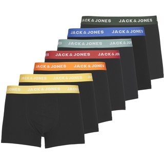 Jack& Jones Boxershorts 7er-Pack Basic Trunks Kurze Unterhosen Logo Print Design JACVITO, Farben:Schwarz, Größe Hosen:L