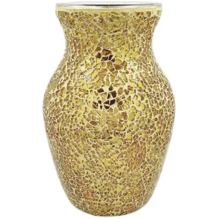 Mokylor Mosaik-Glas-Blumenvase, Spiegel-Glitzer, Handgefertigte Vase, Silberfarben, Elegante Dekorative Glas-Blumenvase für Wohnzimmer, Küche, Hochzeitsbankett, Getrocknete und Künstliche(Gold)
