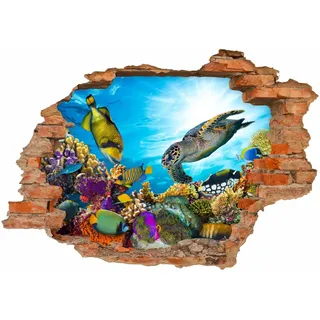 035 Wandtattoo Unterwasserwelt - Loch in der Wand - Kinderzimmer Wohnzimmer Badezimmer - in 6 Größen - Sticker und Aufkleber angesagte Wanddeko Wandbild Junge Mädchen - Größe 1250 x 870 mm