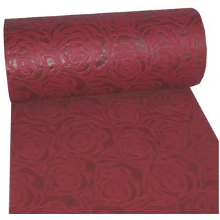 Deko AS Tischläufer Dekoflor® Tischläufer Rosenmuster - bordeaux - 300mm - 25m - 56-300- (1-tlg, 1 Rolle Tischläufer), Strapazierfähig