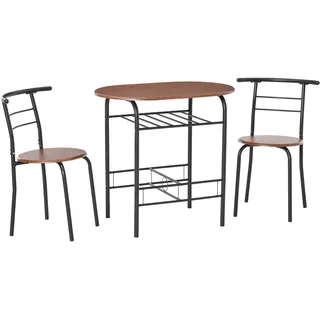 Modernes Tisch- Und 2-stuhl-set, Platzsparendes 3-teiliges Möbelstück Für Küche, Balkon, Restaurant Oder Bar, Braun Und Schwarz