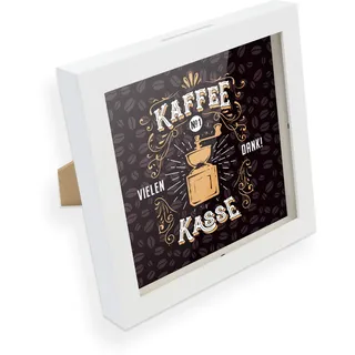 itenga Spardose I Geldgeschenk I Kaffeekasse Vintage I Gutschein I Bilderrahmen zum Befüllen I Geschenkverpackung I inkl. Einleger zum Dekorieren