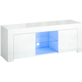 Homcom TV-Schrank Lowboard 120 x 34 x 45 cm Weiß Glas