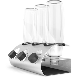 Abtropfhalter aus Edelstahl kompatibel mit SodaStream Duo, Platz Für 3 Flaschen und 3 Deckeln Flaschenhalter, inklusive Abtropfmatte und Kantenschutzringe