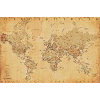 Maps - Vintage Style - Landkarten Poster Weltkarten Welt Erde - Grösse 91,5x61 cm
