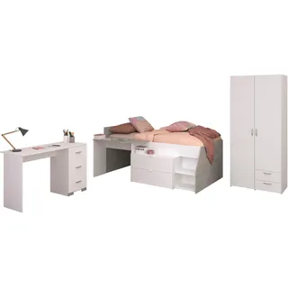Parisot halbhohes Hochbett Milky 13 90 x 200 cm Spanplatte weiß grau