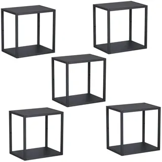 [en.casa] Nostened Wandregal 28 x 28 x 20 cm Schwarz