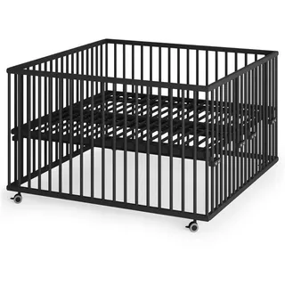 Sämann & Schlupfsprossen - Black Edition - Premium | Gr.: 120x120 cm Babymöbel, Laufstall Baby