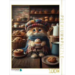 Calvendo Puzzle In einer Bäckerei probiert diese kleine Katze einen Muffin 1000 Teile Lege-Größe 64x48cm Foto-Puzzle für glückliche Stunden