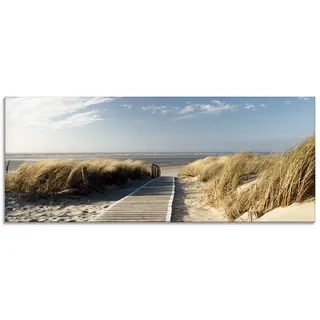 ARTland Wanddeko Glasbilder Wandbild Glas Bild einteilig 125x50 cm Querformat Strand Meer Küste Nordsee Natur Landschaft Dünen Gräser Steg Maritim T5RM