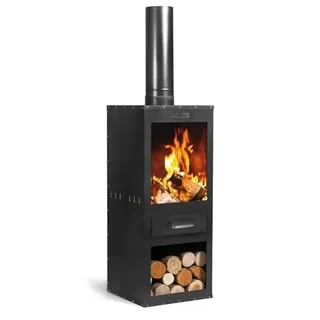 Gartenkamin Rosa Gartenofen H 150 cm zum Heizen und Grillen Terrassenofen aus Naturstahl Kamin Ofen CookKing