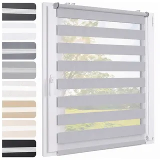 Doppelrollo Klemmfix ohne Bohre verdunkelnd Fensterrollo Seitenzugrollo Grau, Sekey, Klemmfix, für Fenster und Tür, freihängend mit Klemmträger, Seitenzugrollo grau 90 cm x 100 cm