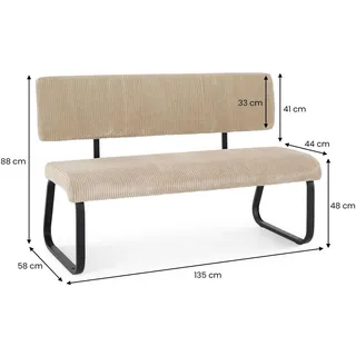 Idimex Sitzbank Matese Beige 135 x 40 x 48 cm