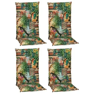 beo Gartenmöbel-Auflage Texas  (Hochlehner, 4 Stk., L x B x H: 118 x 46 x 8 cm, Baumwolle, Polyester, Grün/Gelb/Schwarz)