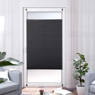 Plissee Thermo ELSA von K-home 30 x 130, Schwarz/Silberne Rückseite